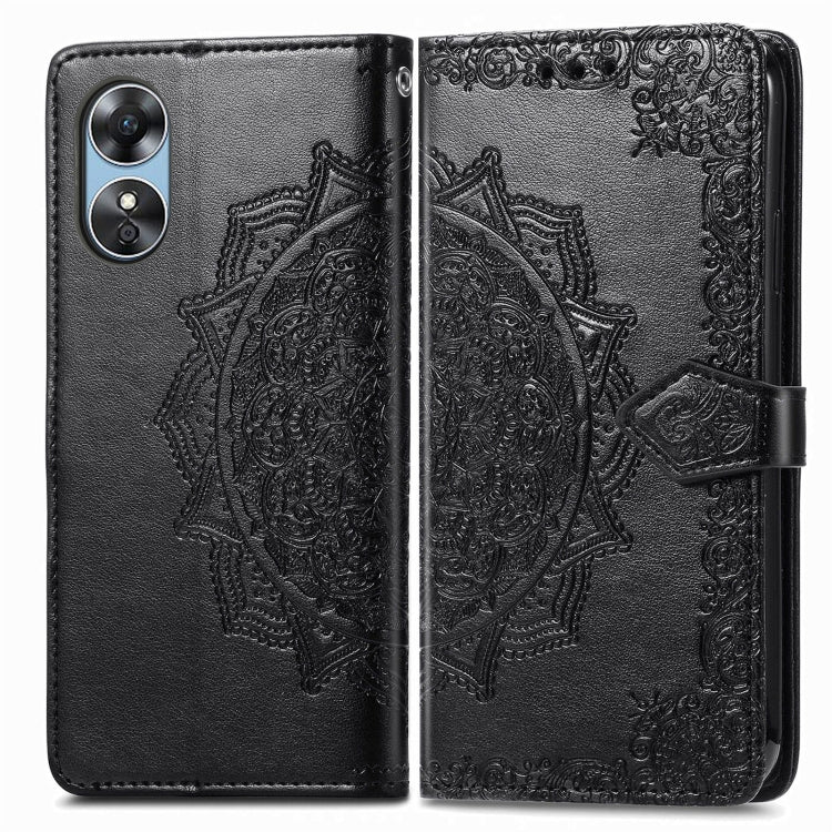 For OPPO  A17 Mandala Flower Embossed Leather Phone Case