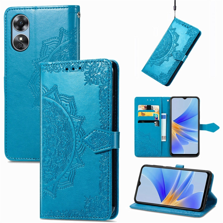 For OPPO  A17 Mandala Flower Embossed Leather Phone Case