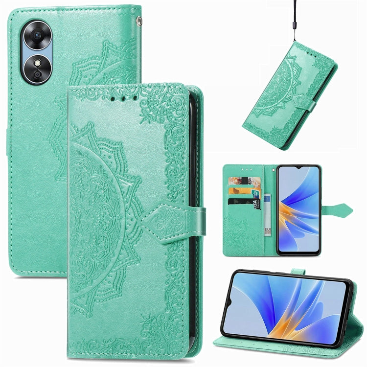 For OPPO  A17 Mandala Flower Embossed Leather Phone Case