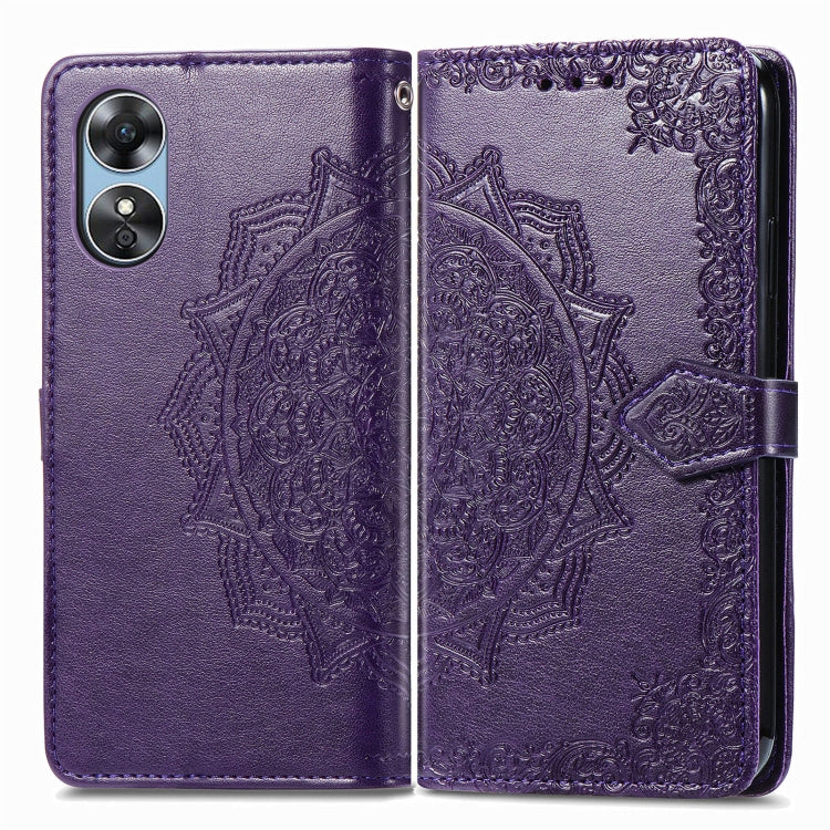 For OPPO  A17 Mandala Flower Embossed Leather Phone Case