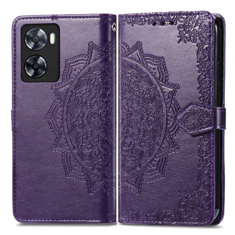 For OPPO  A57 4G Mandala Flower Embossed Leather Phone Case