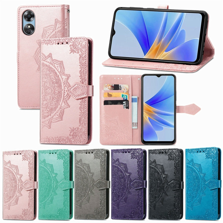 For OPPO  A57 4G Mandala Flower Embossed Leather Phone Case