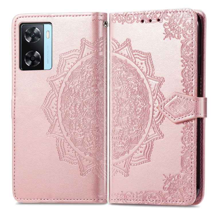 For OPPO A57s Mandala Flower Embossed Leather Phone Case