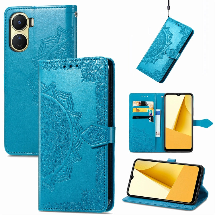 For vivo Y16 Mandala Flower Embossed Leather Phone Case
