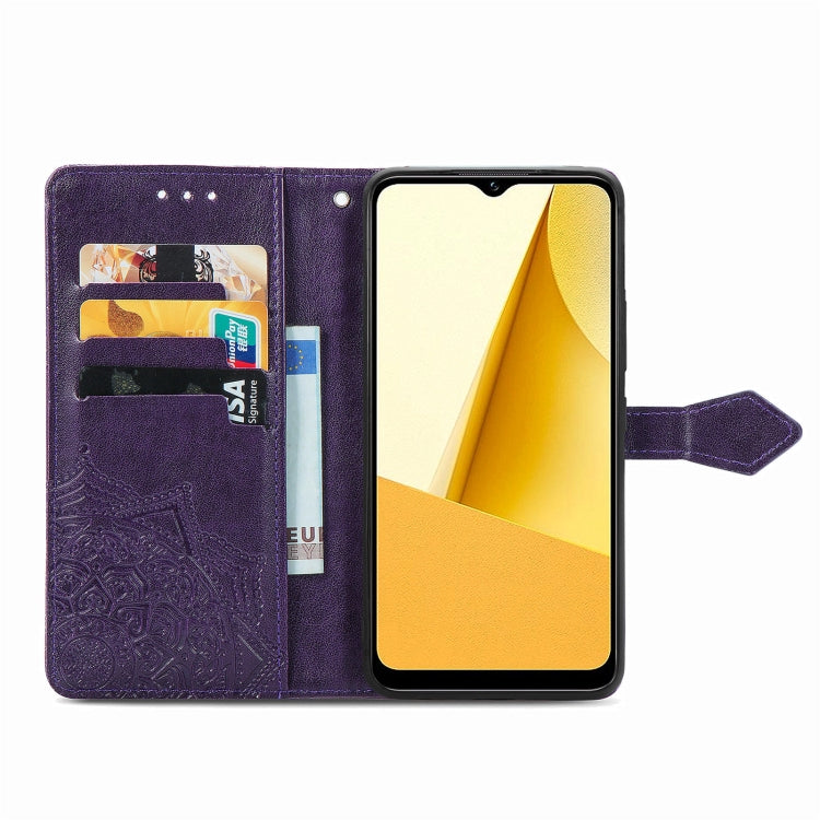 For vivo Y16 Mandala Flower Embossed Leather Phone Case