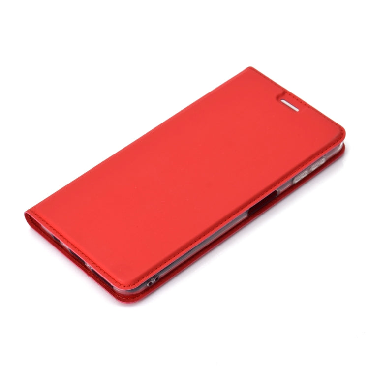 Electric Pressed Plain Texture Ultra-thin Magnetic Suction TPU + PU Leather Case with Holder & Card Slot for Galaxy A50