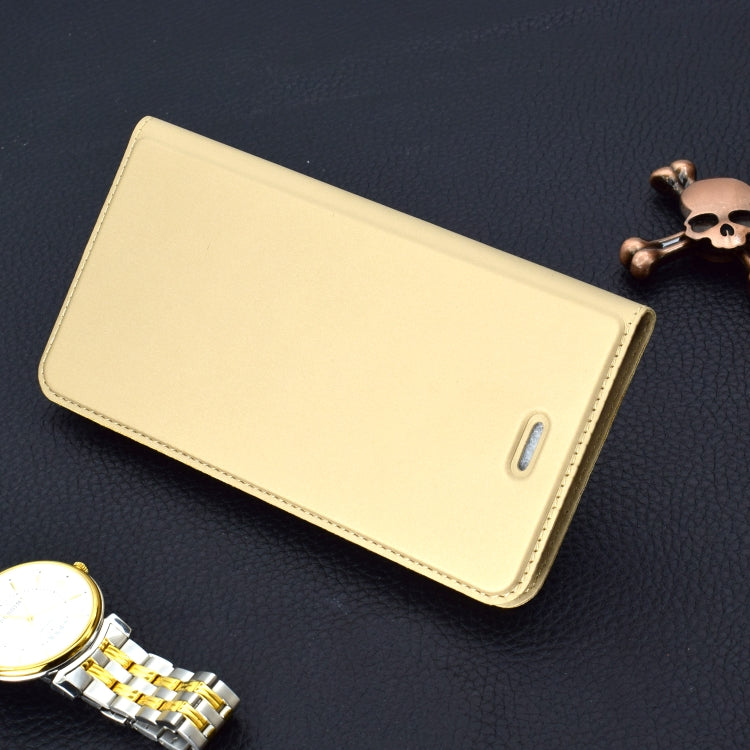 Electric Pressed Plain Texture Ultra-thin Magnetic Suction TPU + PU Leather Case with Holder & Card Slot for Galaxy A50