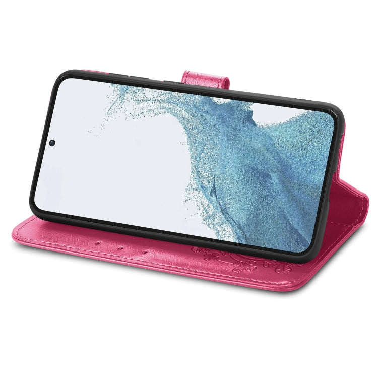 For Samsung Galaxy A14 4G Four-leaf Clasp Embossed Buckle Leather Phone Case