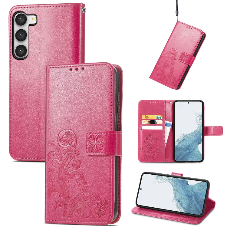 For Samsung Galaxy A04e Four-leaf Clasp Embossed Buckle Leather Phone Case
