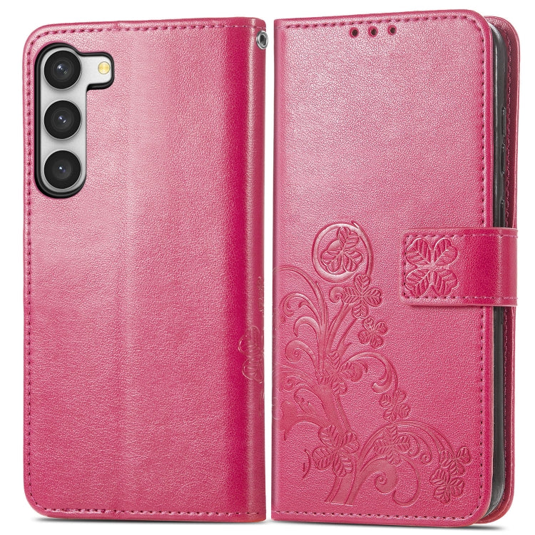 For Samsung Galaxy A04e Four-leaf Clasp Embossed Buckle Leather Phone Case