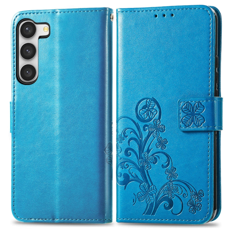 For Samsung Galaxy A04e Four-leaf Clasp Embossed Buckle Leather Phone Case