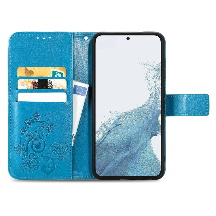 For Samsung Galaxy A34 5G Four-leaf Clasp Embossed Buckle Leather Phone Case