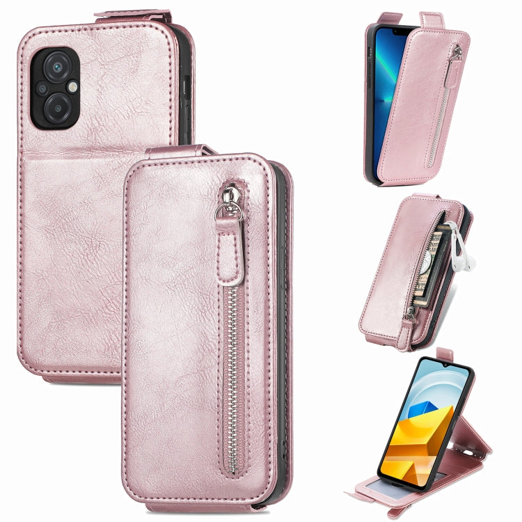 For Xiaomi Poco M5 Zipper Wallet Vertical Flip Leather Phone Case