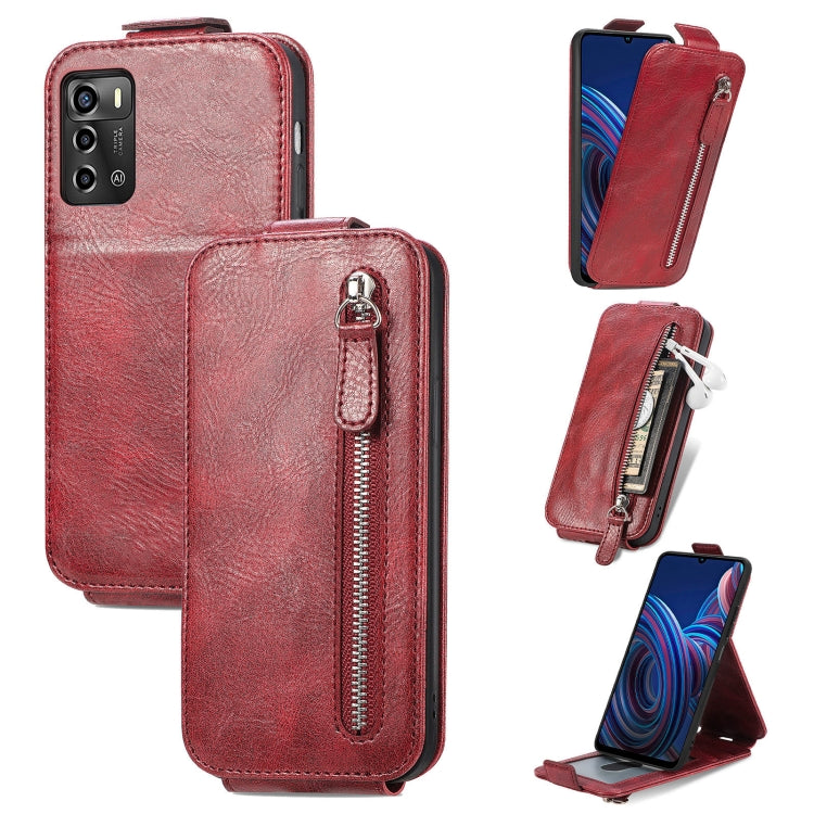For ZTE Blade A72 4G Zipper Wallet Vertical Flip Leather Phone Case