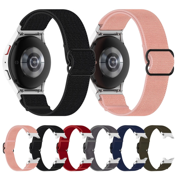 For Samsung Galaxy Watch 5 Pro 45mm Nylon Stretch Black Buckle Watch Band