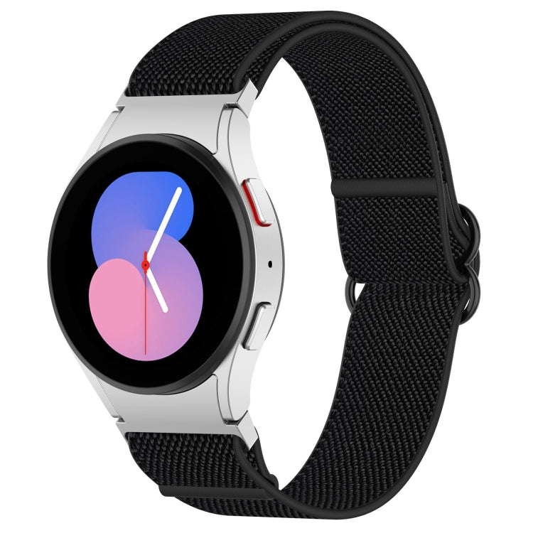For Samsung Galaxy Watch 5 44mm Nylon Stretch Black Buckle Watch Band