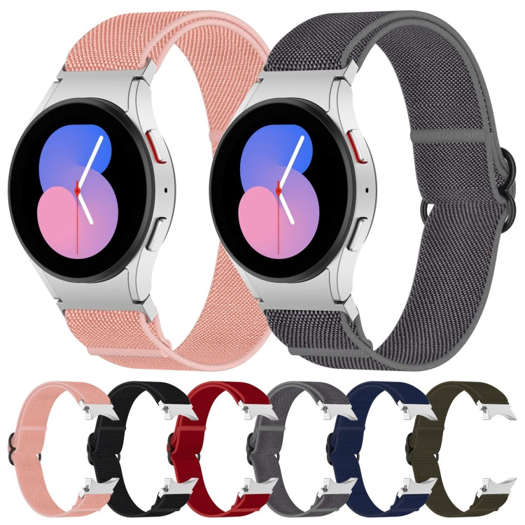 For Samsung Galaxy Watch 5 44mm Nylon Stretch Black Buckle Watch Band