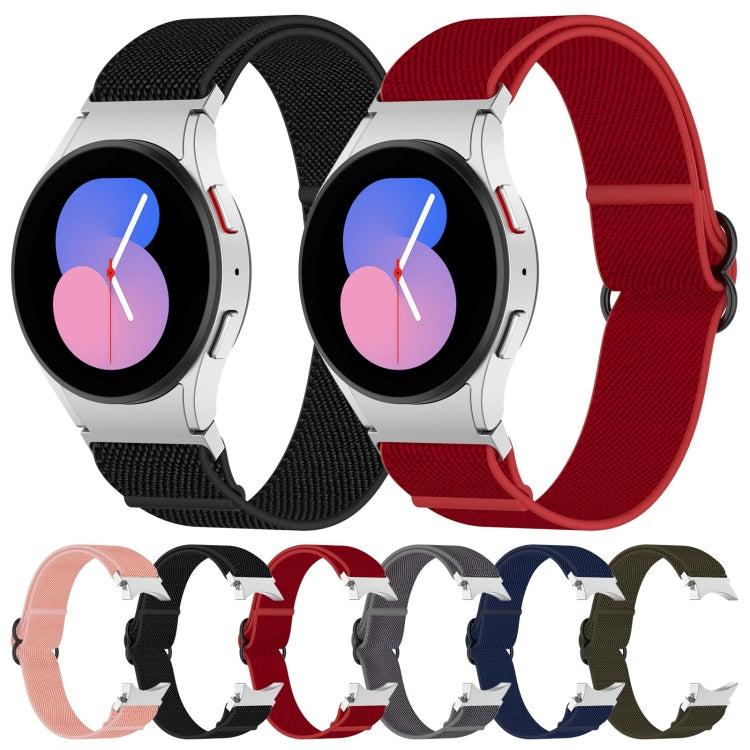 For Samsung Galaxy Watch 5 40mm Nylon Stretch Black Buckle Watch Band