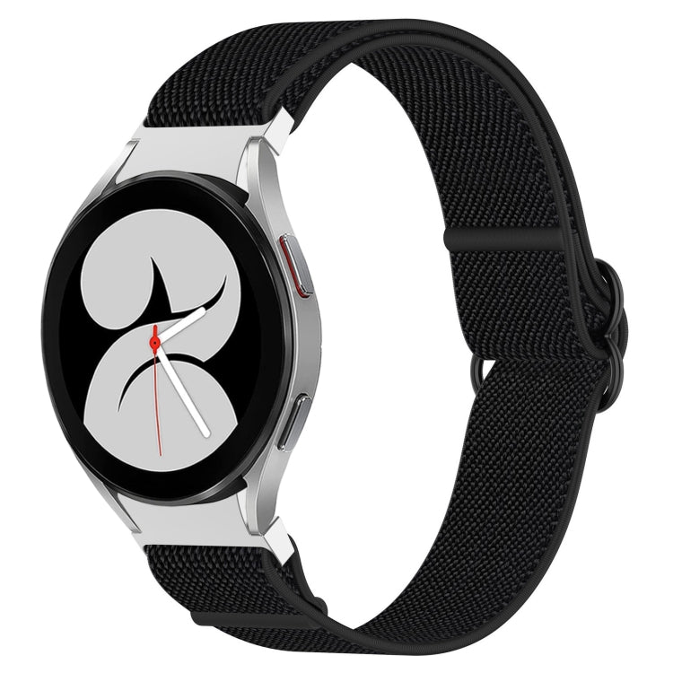 For Samsung Galaxy Watch 4 44mm Nylon Stretch Black Buckle Watch Band
