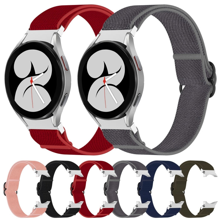 For Samsung Galaxy Watch 4 44mm Nylon Stretch Black Buckle Watch Band