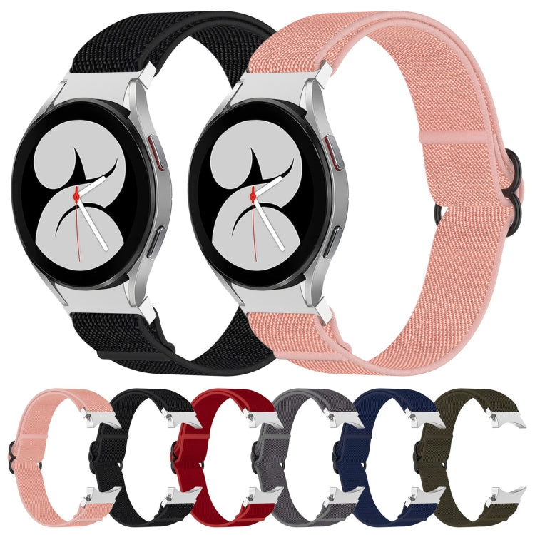 For Samsung Galaxy Watch 4 40mm Nylon Stretch Black Buckle Watch Band