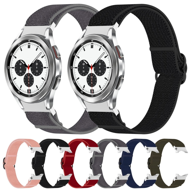 For Samsung Galaxy Watch 4 Classic 46mm Nylon Stretch Black Buckle Watch Band