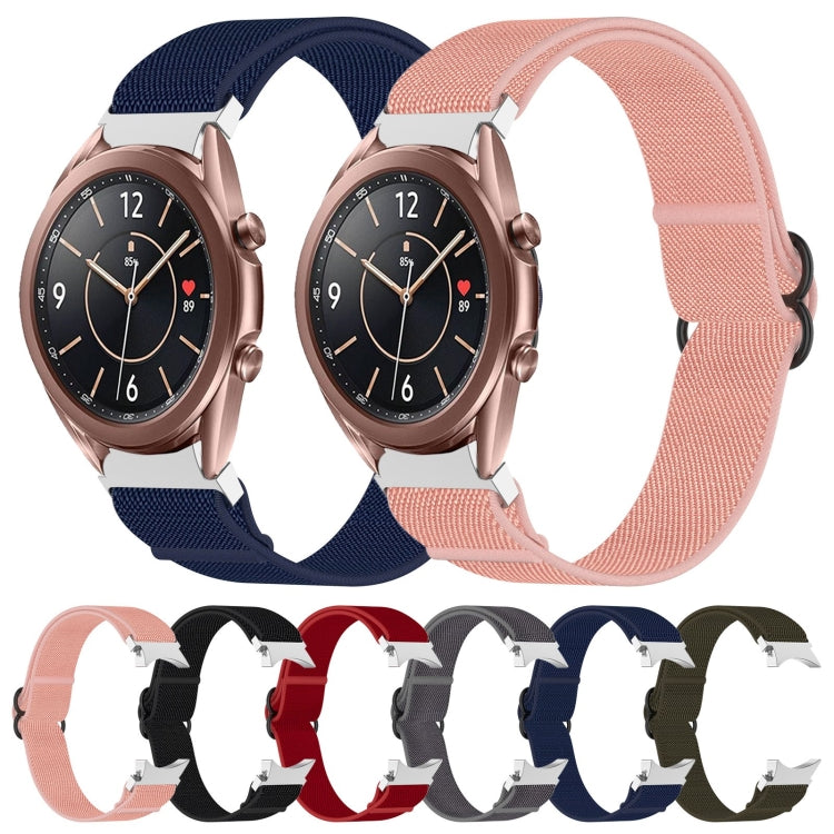 For Samsung Galaxy Watch 3 41mm Nylon Stretch Black Buckle Watch Band