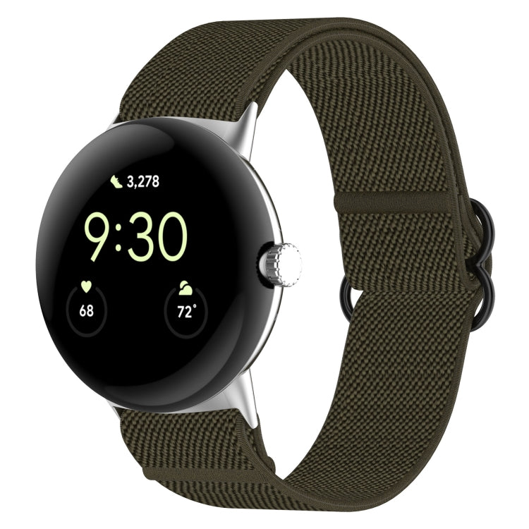 For Google Pixel Watch Nylon Stretch Black Buckle Watch Band