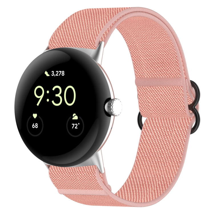 For Google Pixel Watch Nylon Stretch Black Buckle Watch Band