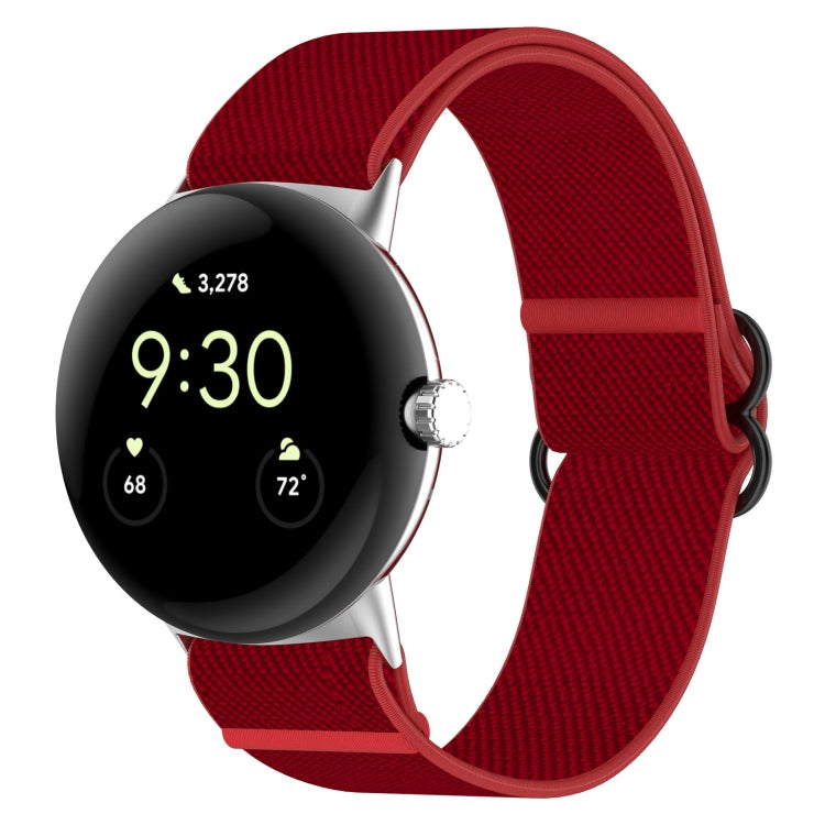 For Google Pixel Watch Nylon Stretch Black Buckle Watch Band