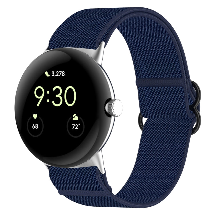 For Google Pixel Watch Nylon Stretch Black Buckle Watch Band