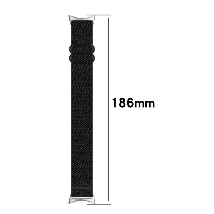 For Google Pixel Watch Nylon Stretch Black Buckle Watch Band