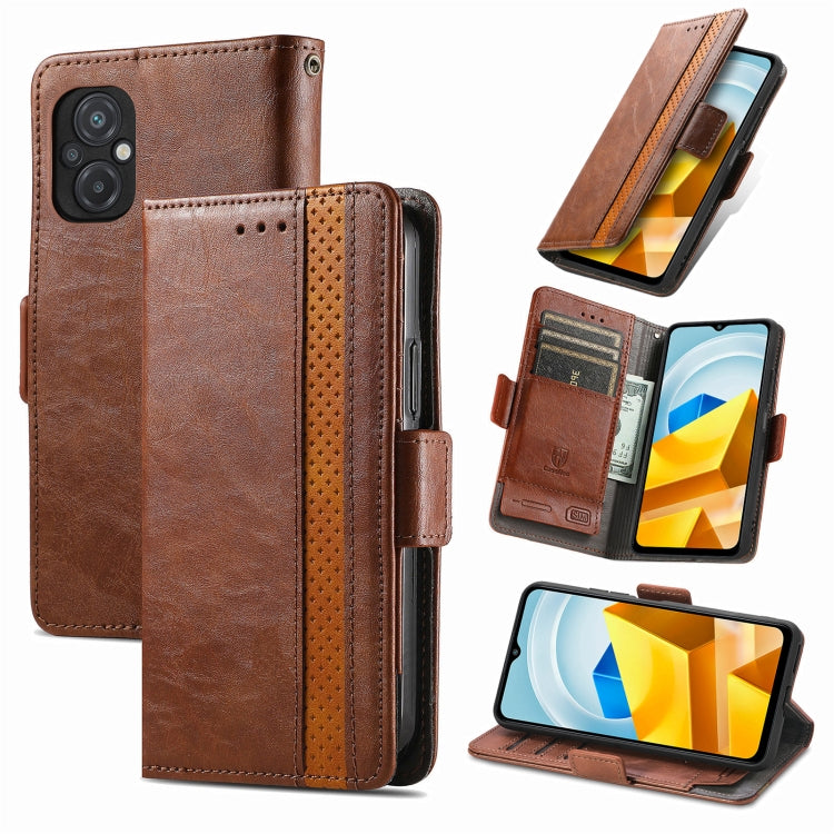 For Xiaomi Poco M5 CaseNeo Splicing Dual Magnetic Buckle Leather Phone Case