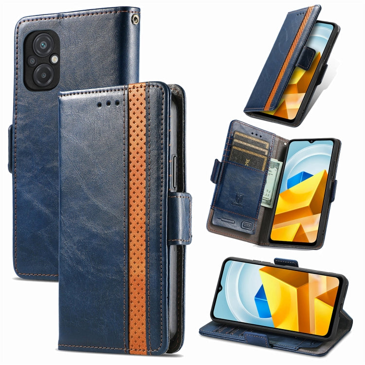 For Xiaomi Poco M5 CaseNeo Splicing Dual Magnetic Buckle Leather Phone Case