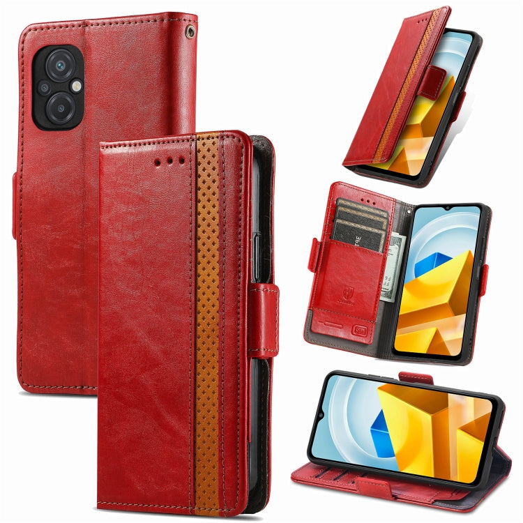 For Xiaomi Poco M5 CaseNeo Splicing Dual Magnetic Buckle Leather Phone Case