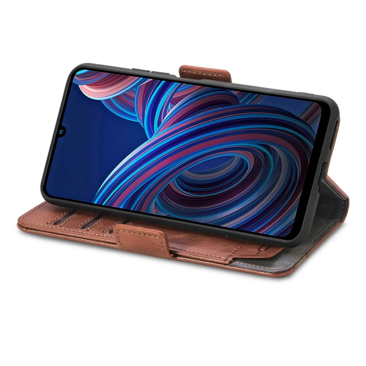 For ZTE Blade A72 4G CaseNeo Splicing Dual Magnetic Buckle Leather Phone Case