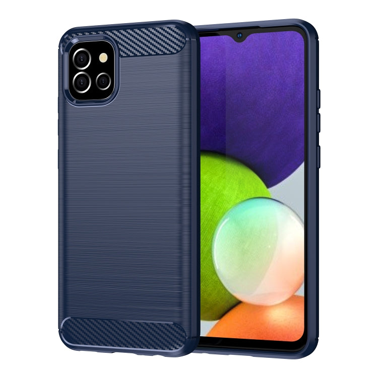 For Samsung Galaxy M04 Brushed Texture Carbon Fiber TPU Phone Case