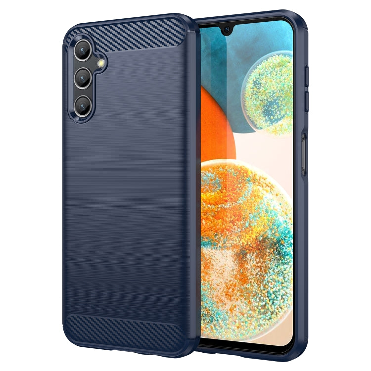 For Samsung Galaxy A14 4G Brushed Texture Carbon Fiber TPU Phone Case
