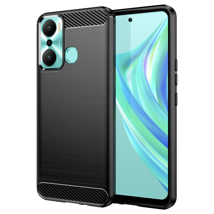 For Infinix Hot 20 Play Brushed Texture Carbon Fiber TPU Phone Case