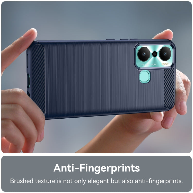 For Infinix Hot 20 Play Brushed Texture Carbon Fiber TPU Phone Case