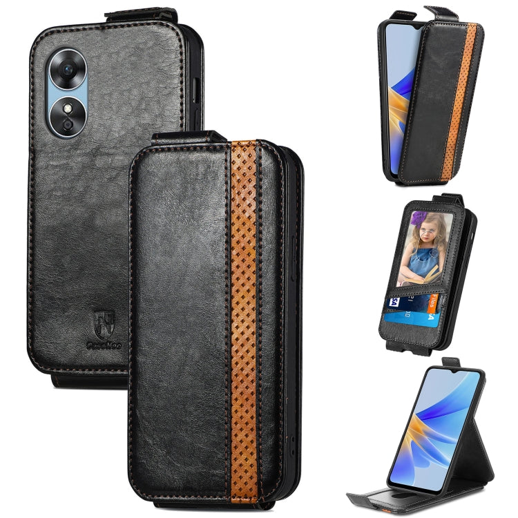 For OPPO A17 Splicing Wallet Card Holder Vertical Flip Leather Phone Case