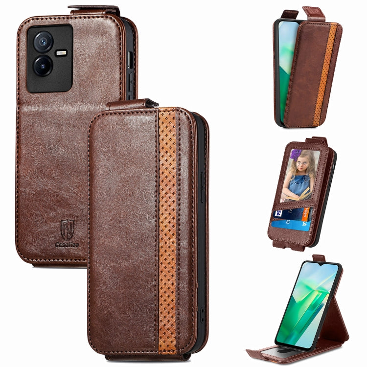 For vivo T2X Splicing Wallet Card Holder Vertical Flip Leather Phone Case