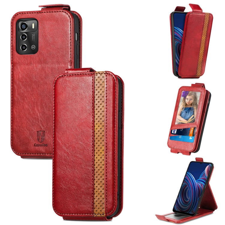 For  ZTE Blade A72 Splicing Wallet Card Holder Vertical Flip Leather Phone Case