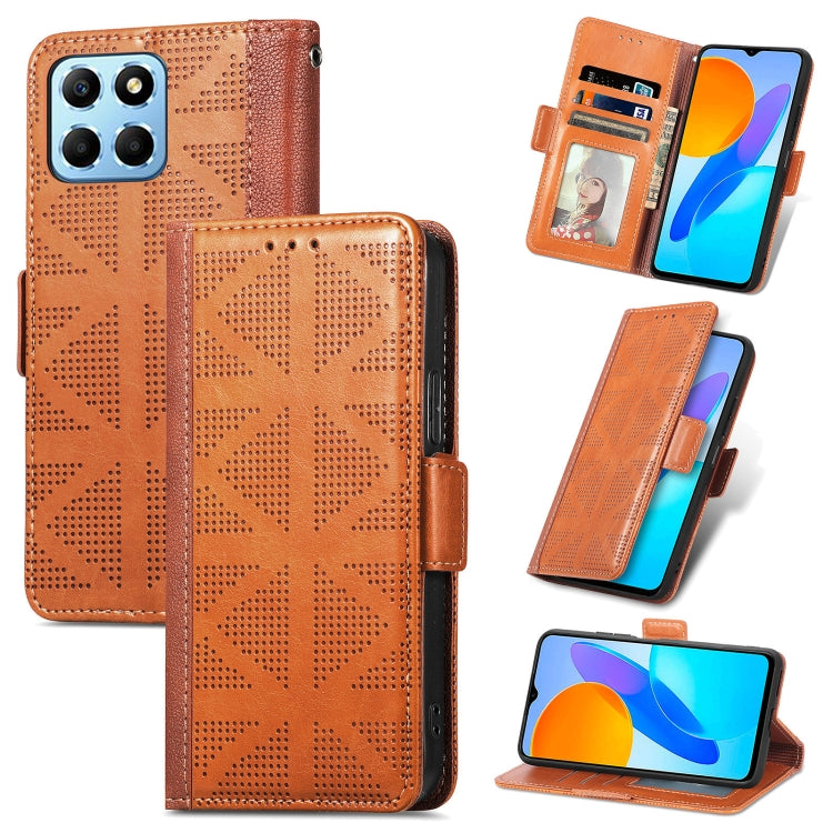For Honor X8 5G Grid Leather Flip Phone Case