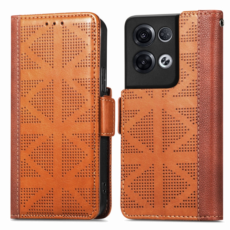 For OPPO Reno8 Pro Grid Leather Flip Phone Case