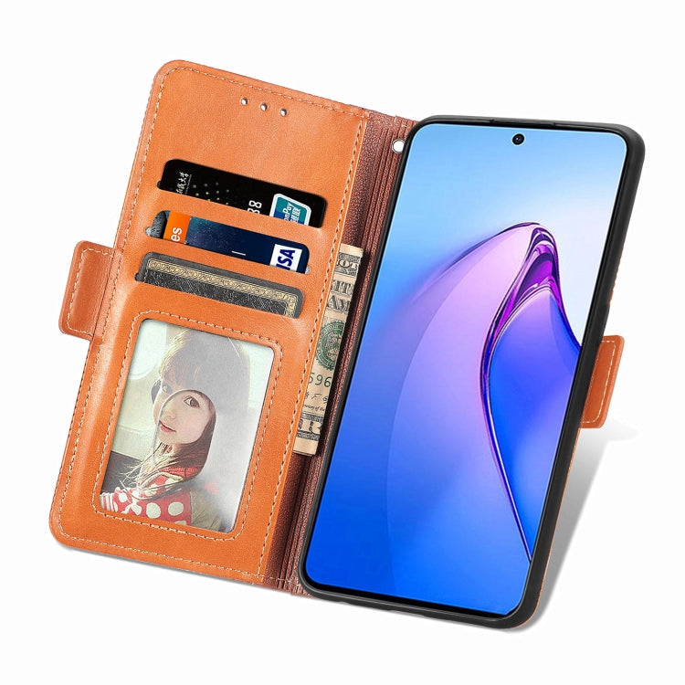 For OPPO Reno8 Pro Grid Leather Flip Phone Case