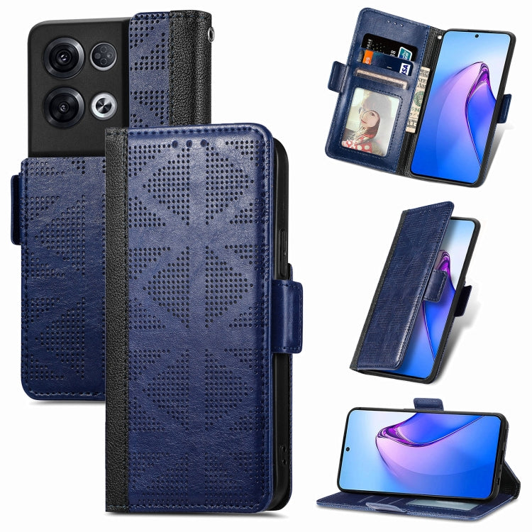 For OPPO Reno8 Pro Grid Leather Flip Phone Case