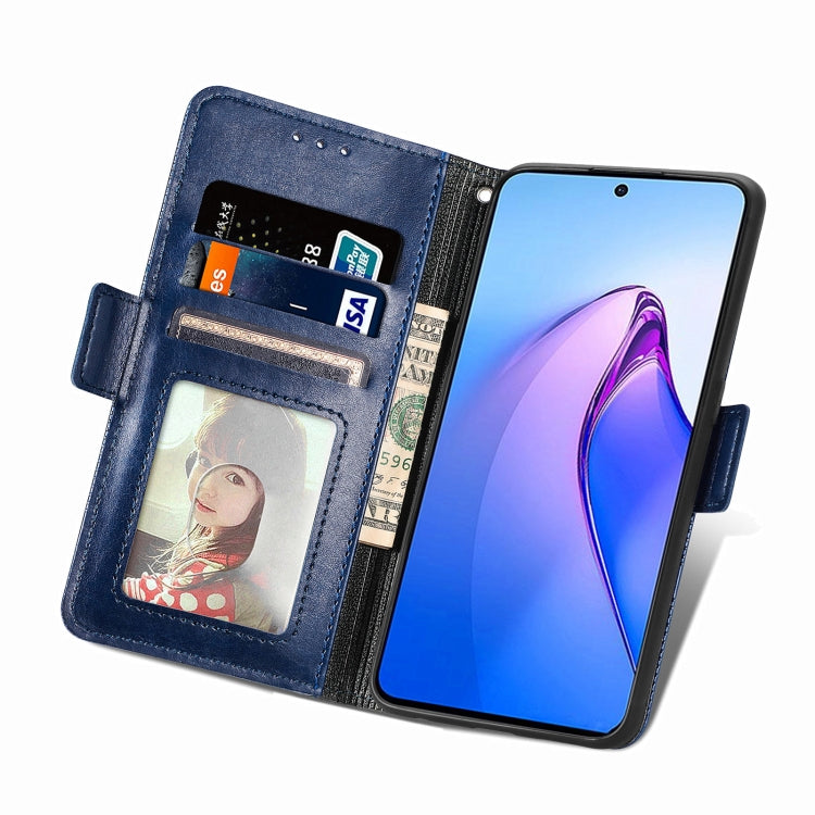 For OPPO Reno8 Pro Grid Leather Flip Phone Case