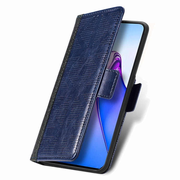 For OPPO Reno8 Pro Grid Leather Flip Phone Case