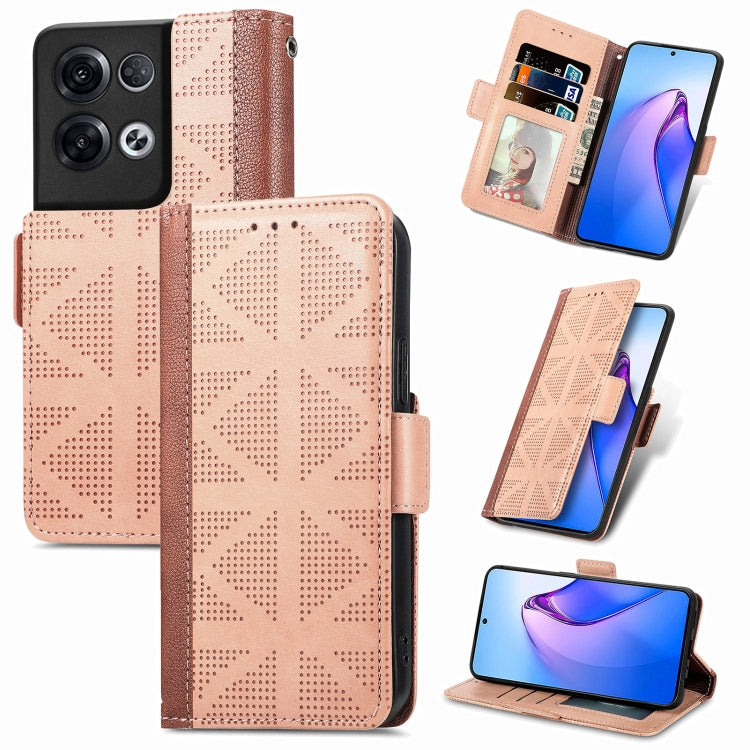 For OPPO Reno8 Pro Grid Leather Flip Phone Case